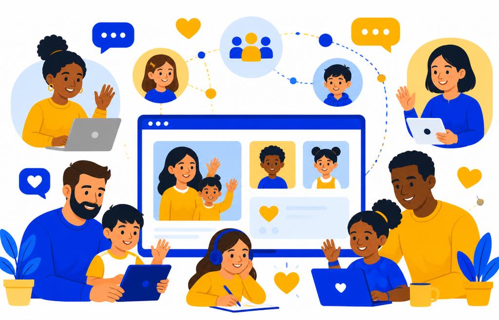 Families connecting in an online community